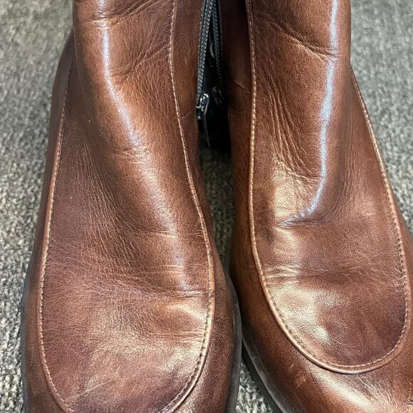 Enzo Angiolini Leather Ankle Boots Mens 10 Brown Side Zip Boho Western Chic - Picture 9 of 9